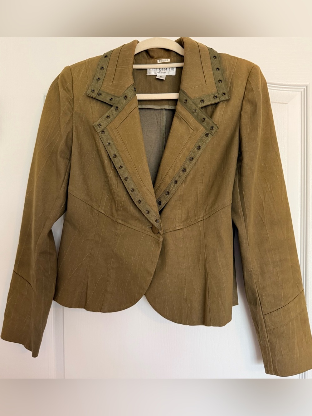 Olive Green Single-Button Tailored Jacket